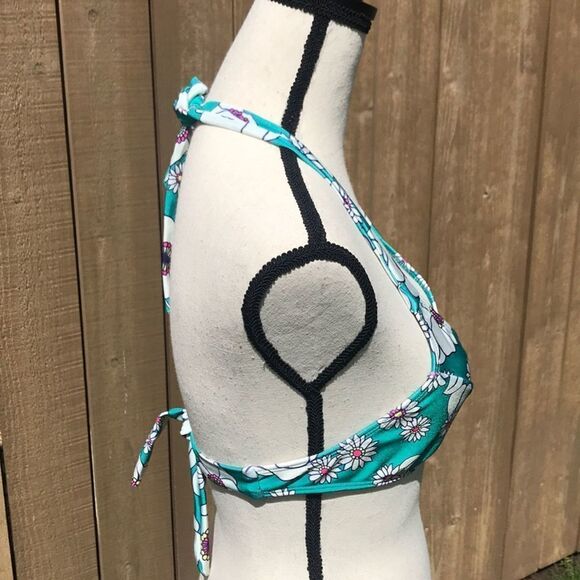 Wildfox Sixties Floral 60's Halter Bikini Top S - Picture 2 of 6